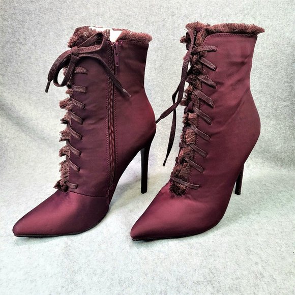 So Me Purple Wine High Heel Ankle Boot Shoe - Picture 2 of 7